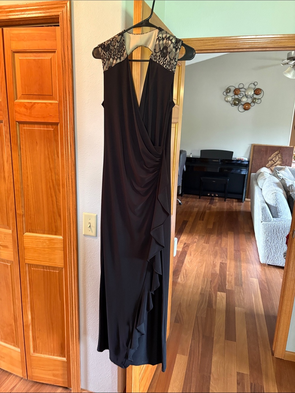 Emma & Michele Black Maxi Dress with Beaded Yoke